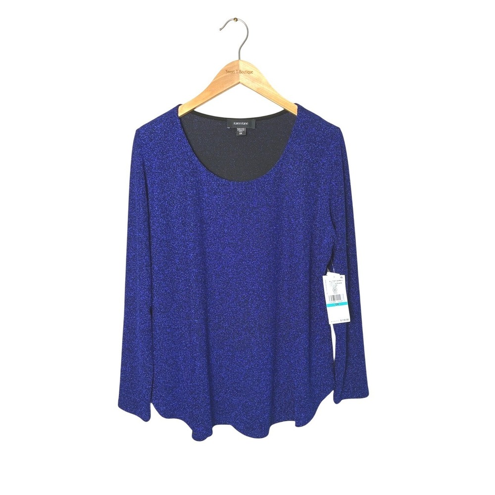 NEW Karen Kane Size 0X All That Shines Shirttail Long Sleeve Blouse Top Dressy